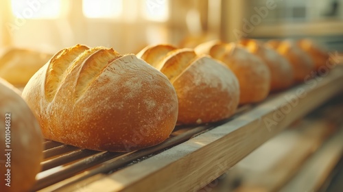 Wallpaper Mural Golden Fresh Bread Cooling on Rack - Perfect Lighting, Low Angle Shot Torontodigital.ca
