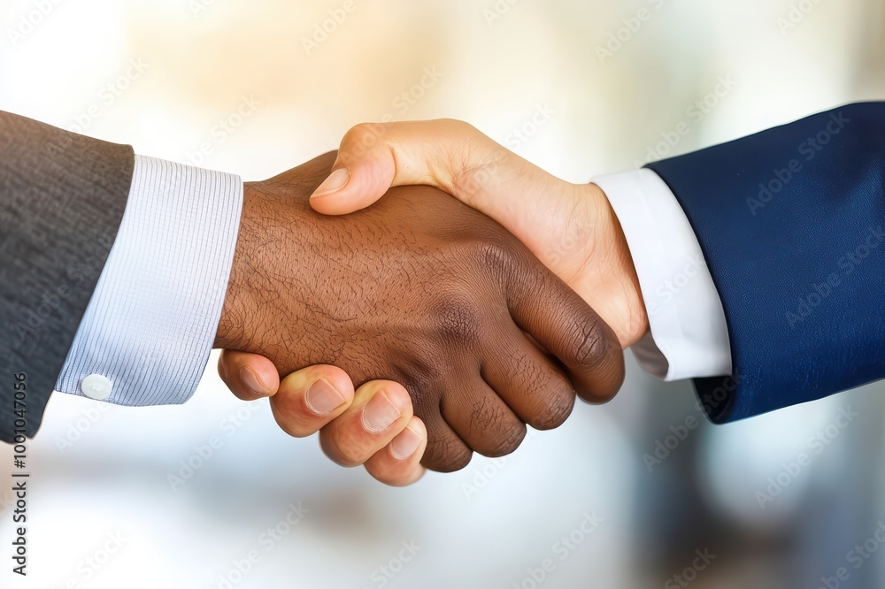 Two businessmen shaking hands in a professional agreement. Two businessmen shaking hands in a professional agreement.