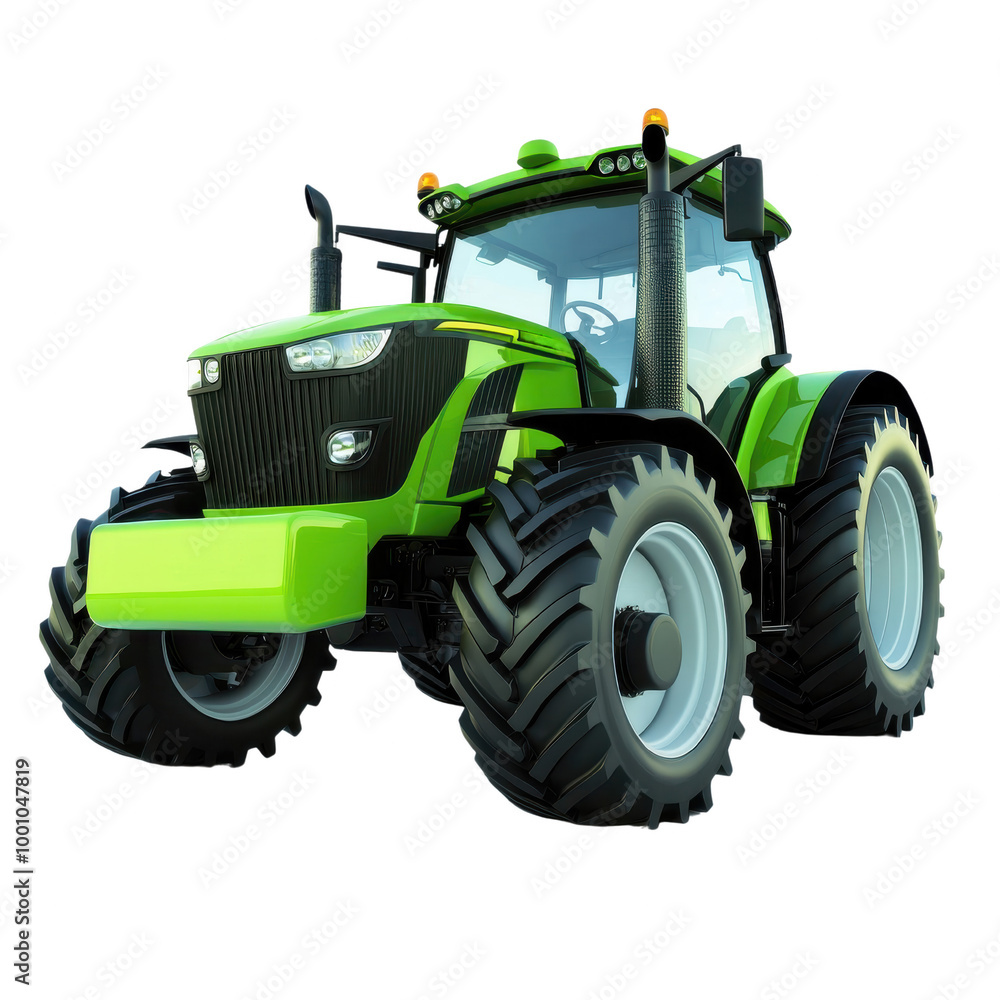 Bright Green Tractor with High-Detail Design, transparent background Bright Green Tractor with High-Detail Design, transparent background