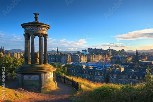 Scenic view of historic city skyline with monument