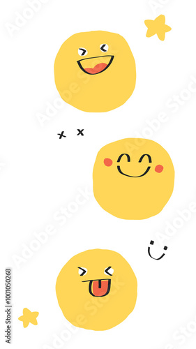 PNG transparent background with cute doodle emoji icons