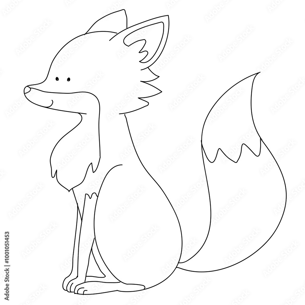 Naklejka premium Fox line png sticker, blank printable transparent design for children's art project