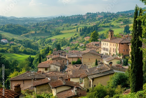 Picturesque hillside town in tuscany, italy