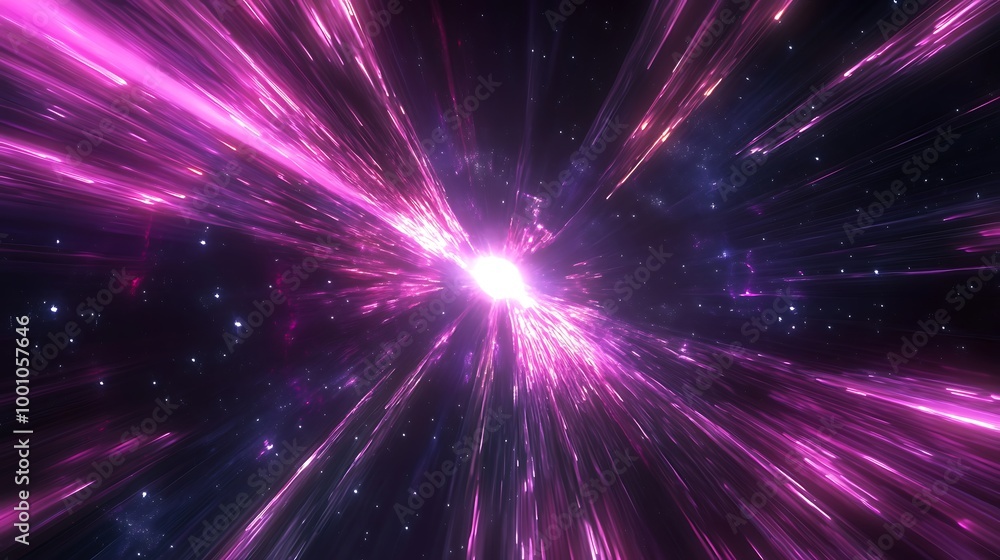 Neon speed rays abstract background. A burst of pink light energy. The movement of luminous purple rays in space. Neon speed rays abstract background. A burst of pink light energy. The movement of luminous purple rays in space.