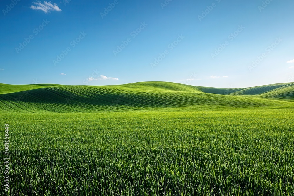expansive green field meeting a clear blue sky creating a peaceful rural landscape that embodies serenity and natural beauty expansive green field meeting a clear blue sky creating a peaceful rural landscape that embodies serenity and natural beauty