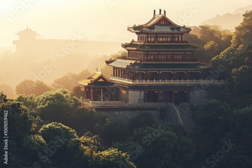 ancient chinese palace in the mountains