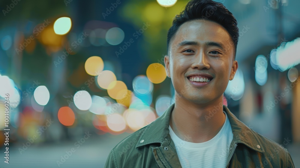 Confident portrait of a stylish man in a studio setting, showcasing a positive attitude with trendy attire and a blurred background Confident portrait of a stylish man in a studio setting, showcasing a positive attitude with trendy attire and a blurred background
