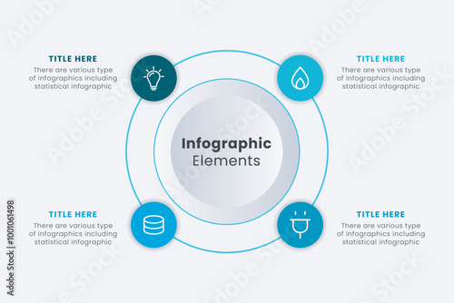 Infographic elements design template, A circle infographic with 4 steps can be used for workflow layout, presentation, diagram, banner, web design, and vector illustration.