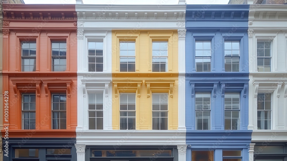 Obraz premium Colorful Row of Classical Architecture Houses