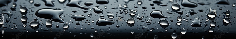 Macro Water Droplets on Glossy Black Surface - Abstract Background. Luxury Macro Water Droplets on Glossy Black Surface - Abstract Background. Luxury