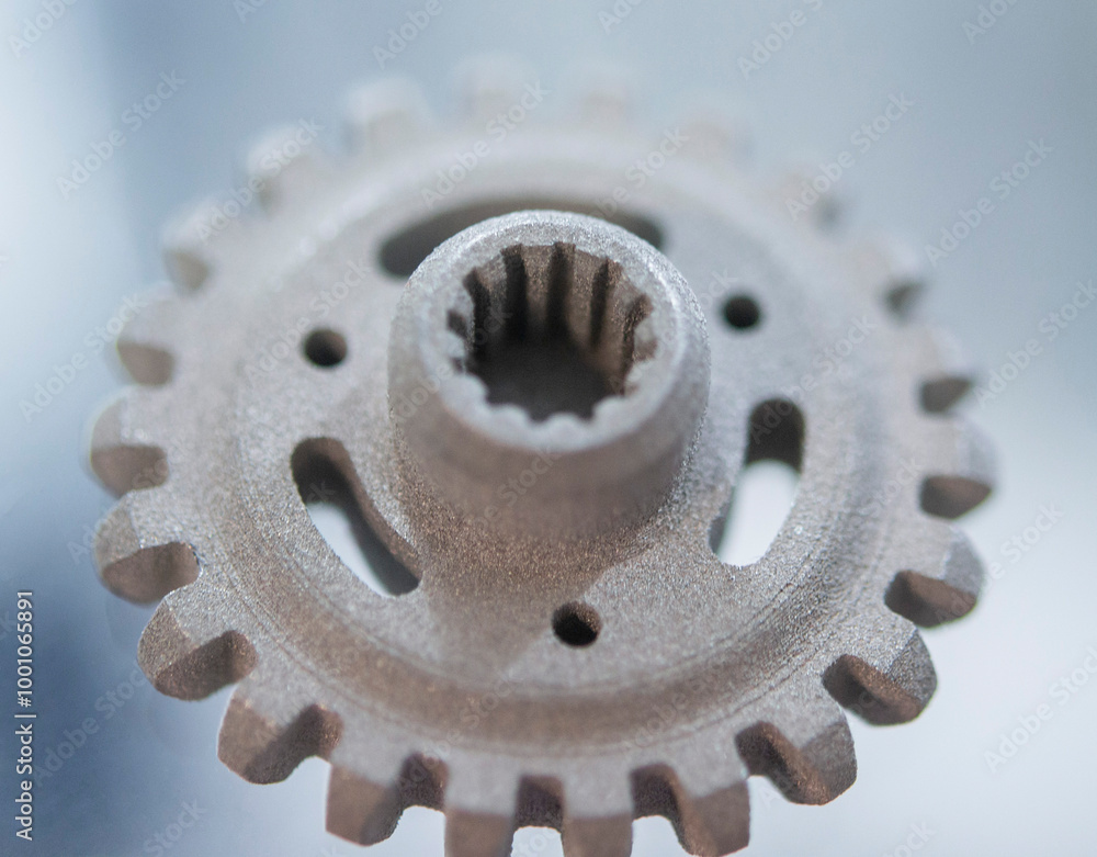 Object printed on 3D printer from metal powder using Metal Jet technology. High detailed detailing parts. Metal Jet. 3D-printed metal parts. Modern 3D printing, additive manufacturing technologies Object printed on 3D printer from metal powder using Metal Jet technology. High detailed detailing parts. Metal Jet. 3D-printed metal parts. Modern 3D printing, additive manufacturing technologies