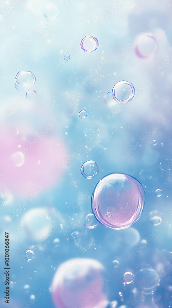 Sparkling water background with pastel blue tones and rising bubbles, capturing freshness and clarity. Sparkling water background with pastel blue tones and rising bubbles, capturing freshness and clarity.