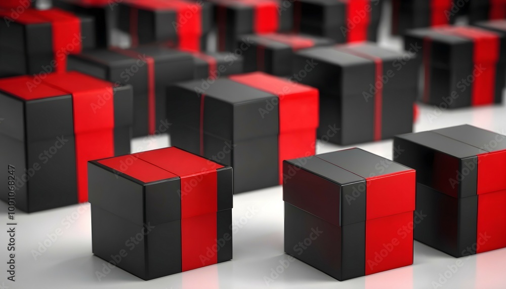 Black and Red 3D Cubes with Soft Focus Background Black and Red 3D Cubes with Soft Focus Background