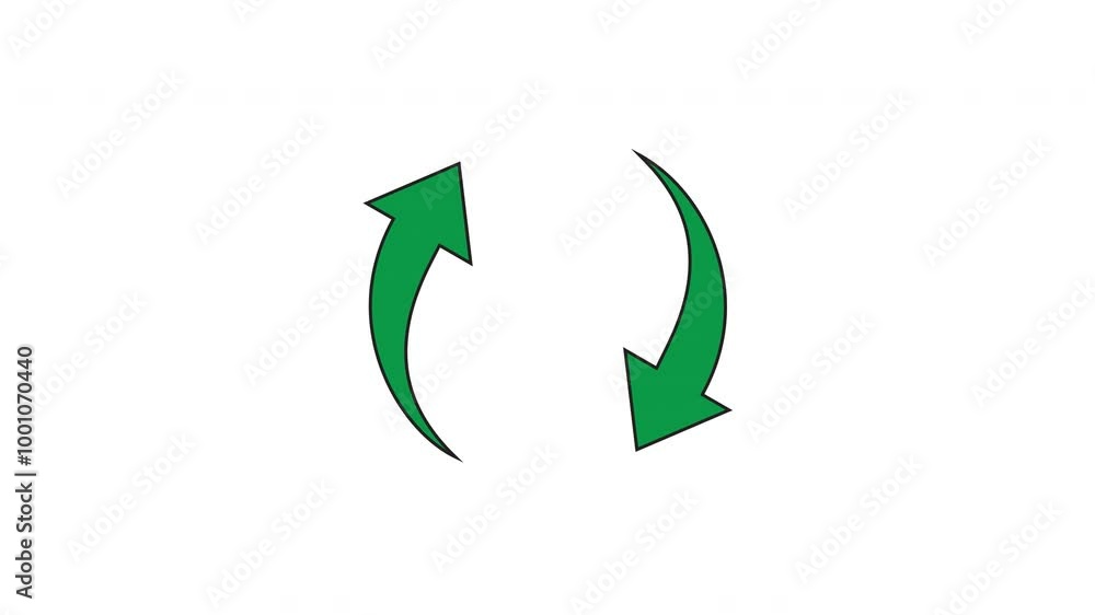 Animated Green arrow recycling rotating 360 degrees with transparent background Animated Green arrow recycling rotating 360 degrees with transparent background