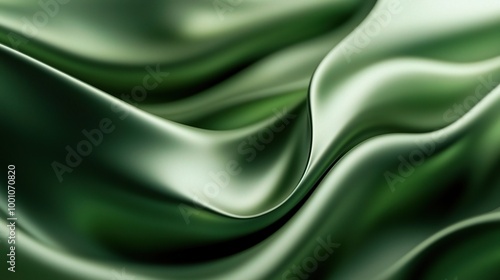 Green Silk Fabric with Smooth Flowing Drapes