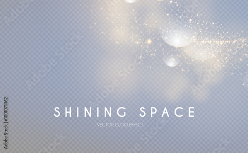Soft gold bokeh light effect. Shining holiday and party design. Blur light