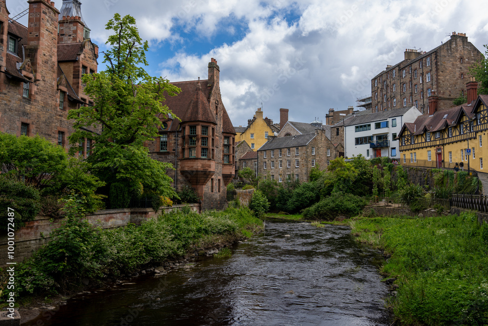 Dean Village view from Bell’s Brae Bridge, Edinburgh, Scotland, United Kingdom. Dean Village view from Bell’s Brae Bridge, Edinburgh, Scotland, United Kingdom.