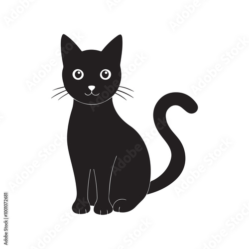 Wallpaper Mural cat silhouette vector, black and white silhouette, vector and illustration Torontodigital.ca