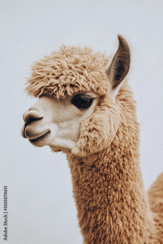 Obraz premium Closeup of a fluffy alpaca's face