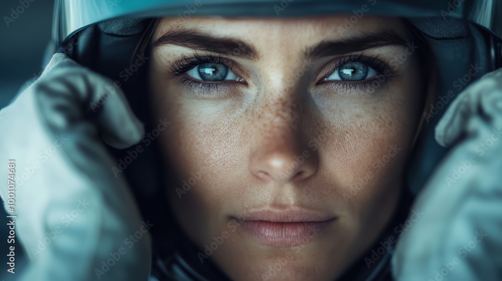 An intense close-up shot of a determined athlete adjusting a helmet, capturing the focus and preparation needed for competitive success and peak performance. An intense close-up shot of a determined athlete adjusting a helmet, capturing the focus and preparation needed for competitive success and peak performance.
