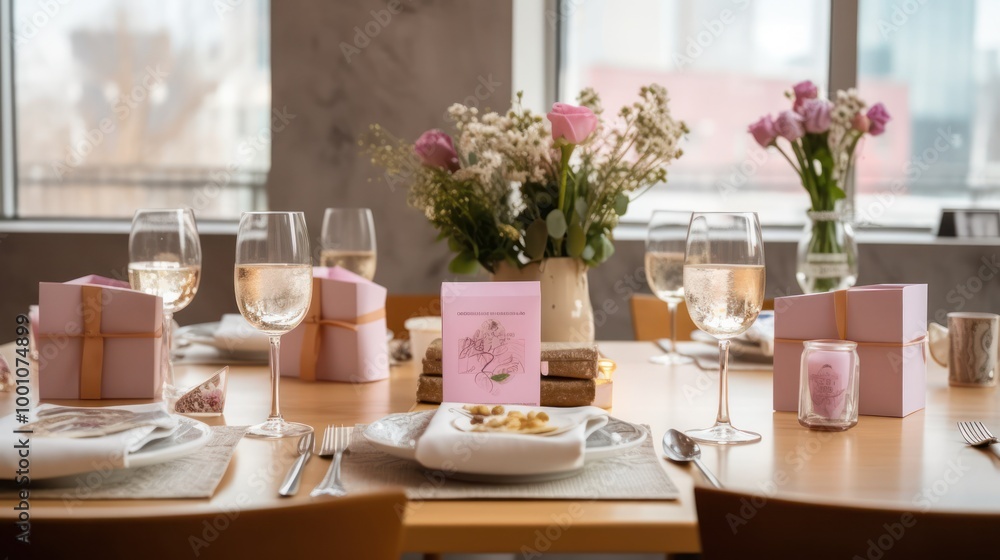 Elegant Table Setting with Pink Accents Elegant Table Setting with Pink Accents