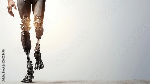 Innovative prosthetic limb with safety sensors to prevent overuse and injury, orthopedic care, medical device photo