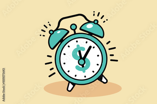 An alarm with a dollar sign in the middle sounds as a sign that it is time to start business activities