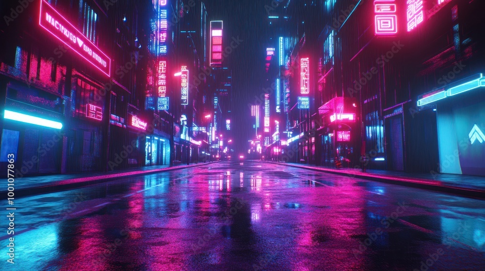 Obraz premium Neon Cityscape