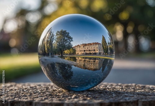 glass sphere ball in the city