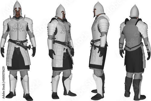 Vector sketch illustration design of warrior knight in armor of royal era