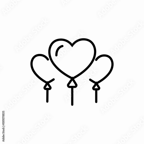 heart shaped balloons icon sign vector