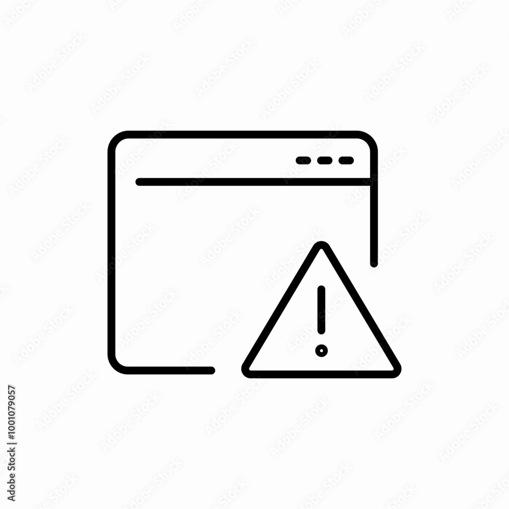 warning on browser icon sign vector warning on browser icon sign vector