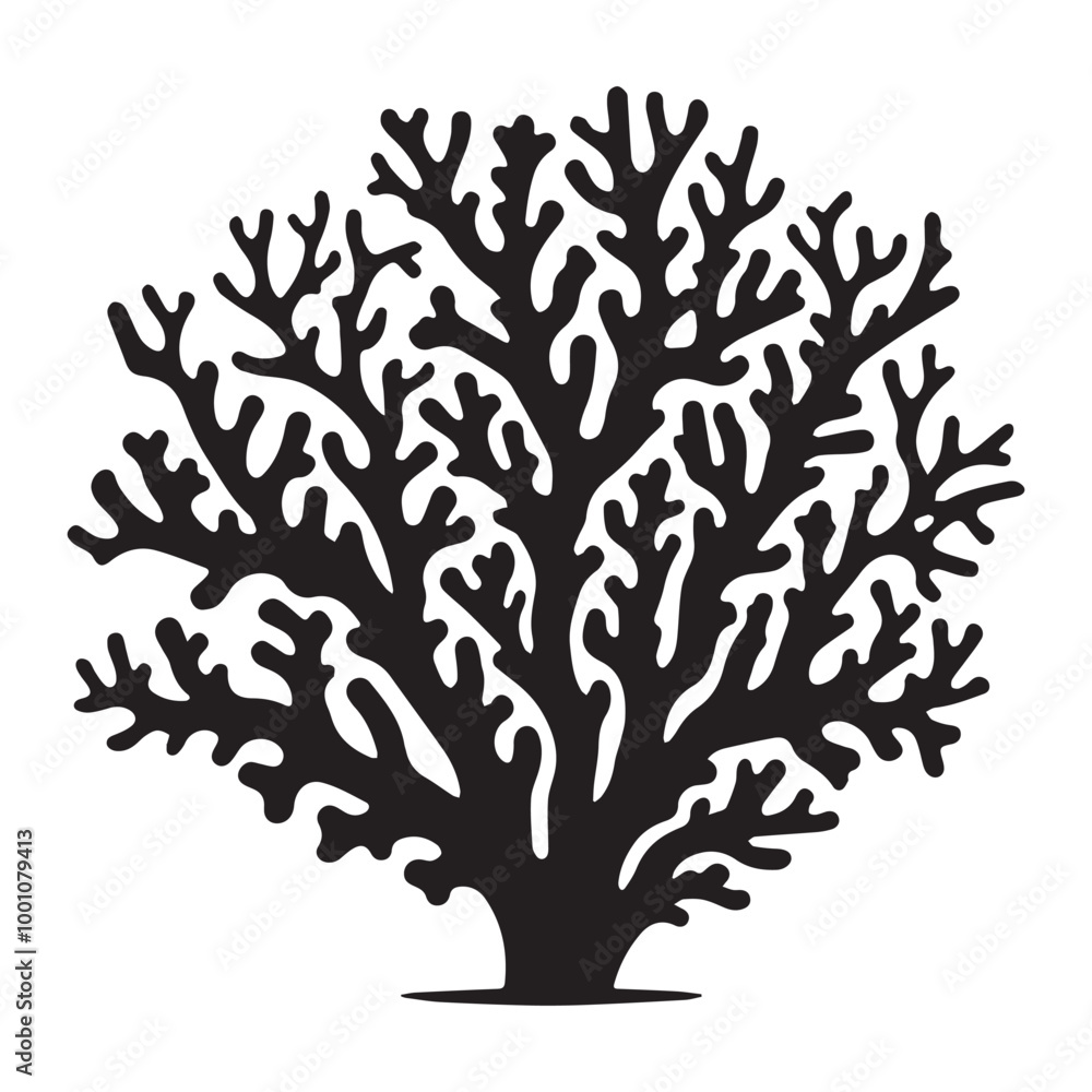 Coral Reef Silhouette Design - Under The Sea Plant Vector illustration in black and white - Marine Habitat Plants Clipart Coral Reef Silhouette Design - Under The Sea Plant Vector illustration in black and white - Marine Habitat Plants Clipart