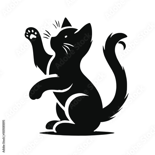 Playful Kitten Silhouette