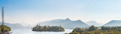 Beautiful tranquil view of the Keswick, Derwentwater, Lake District National Park of England photo