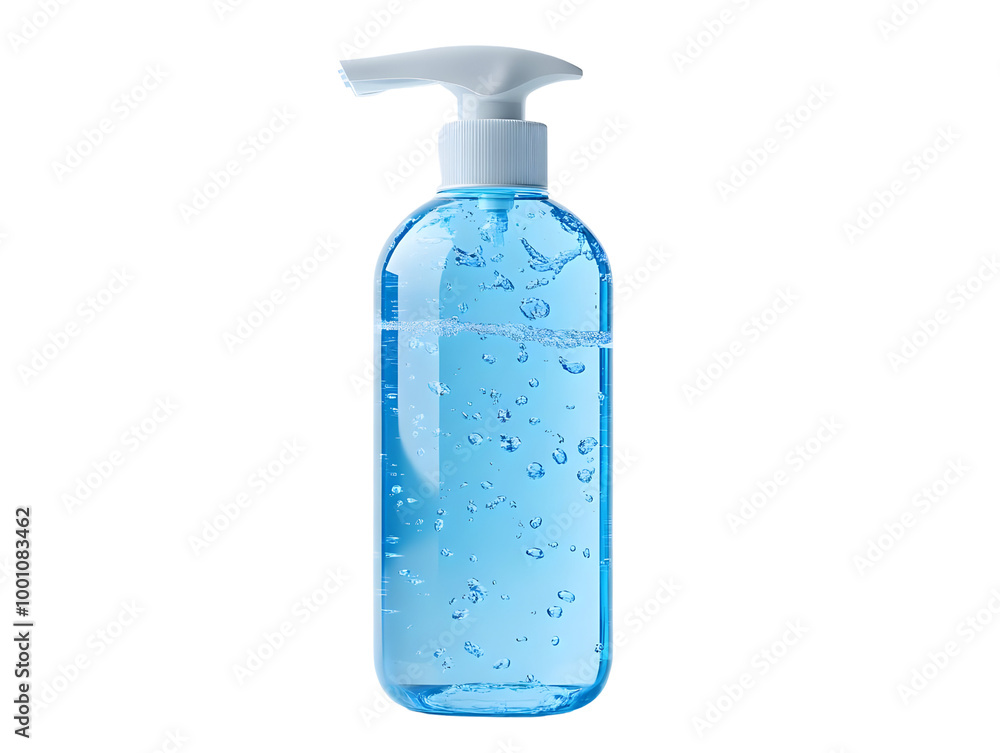 A blue liquid soap bottle with a pump dispenser isolated on a white background, ideal for cleaning and hygiene concepts. A blue liquid soap bottle with a pump dispenser isolated on a white background, ideal for cleaning and hygiene concepts.
