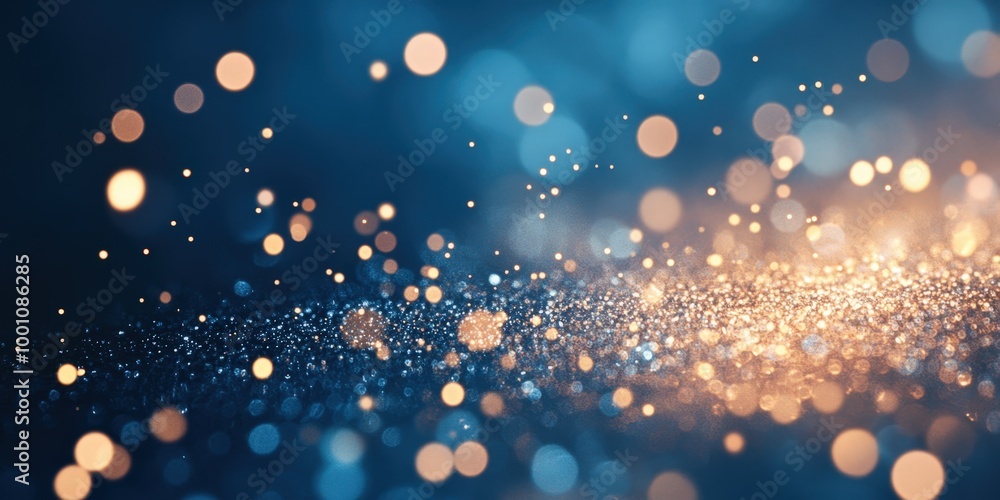 Sparkling golden lights on a dark blue background Sparkling golden lights on a dark blue background
