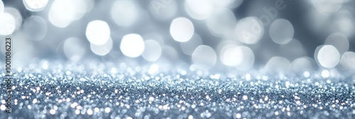 Silver Glitter Background with Bokeh Lights photo