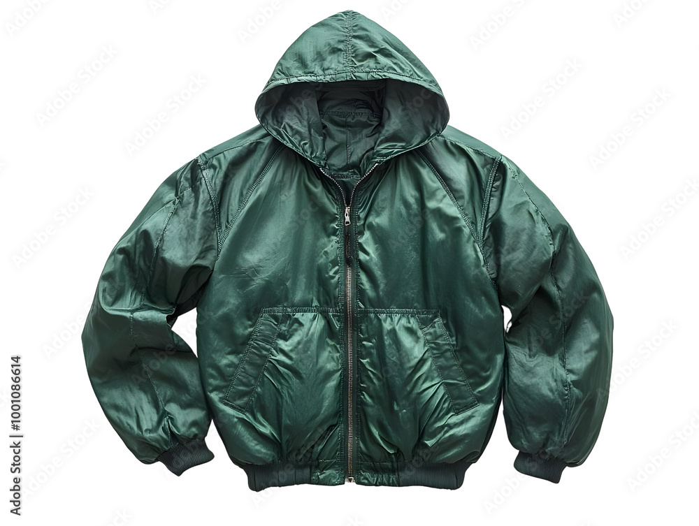Stylish green hooded jacket on a white isolated background. Stylish green hooded jacket on a white isolated background.
