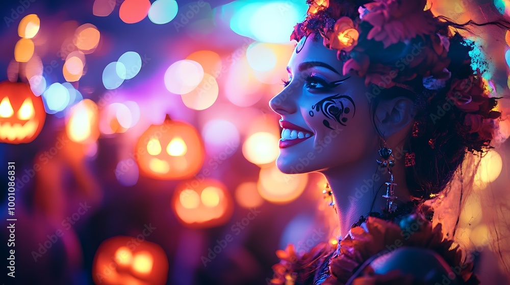 Obraz premium woman dancing in nightclub Halloween