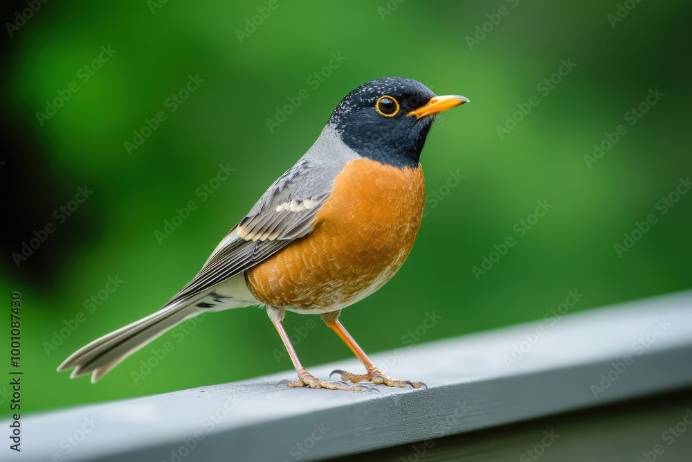 Colorful bird perched on a railing Colorful bird perched on a railing
