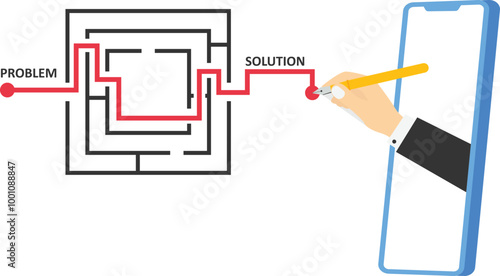 Businessman finding way through maze. Business maze labyrinth. Flat vector illustration


