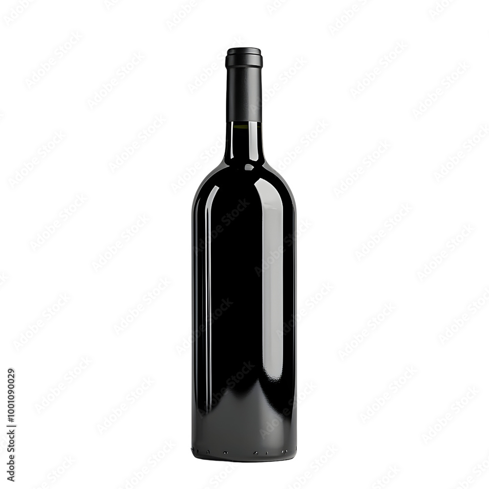 A sleek, elegant black wine bottle on a white isolated background, perfect for showcasing fine wines. A sleek, elegant black wine bottle on a white isolated background, perfect for showcasing fine wines.