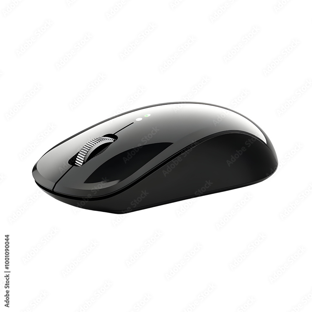 Wireless black computer mouse on a white isolated background. Wireless black computer mouse on a white isolated background.