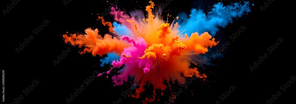 Obraz premium Vibrant Explosion Of Colorful Powder , Abstract Background, Wallpaper