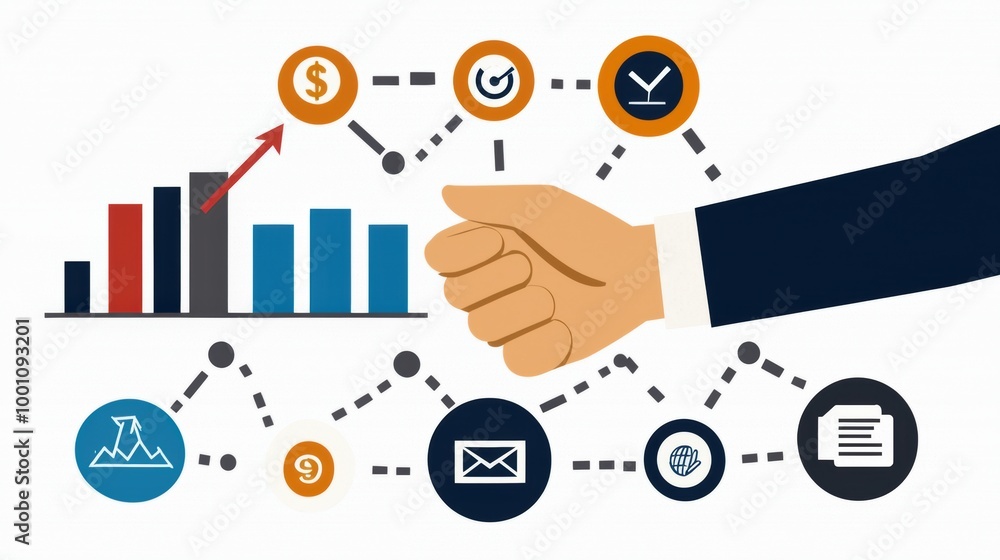 Business Growth Concept with Charts and Connections Business Growth Concept with Charts and Connections