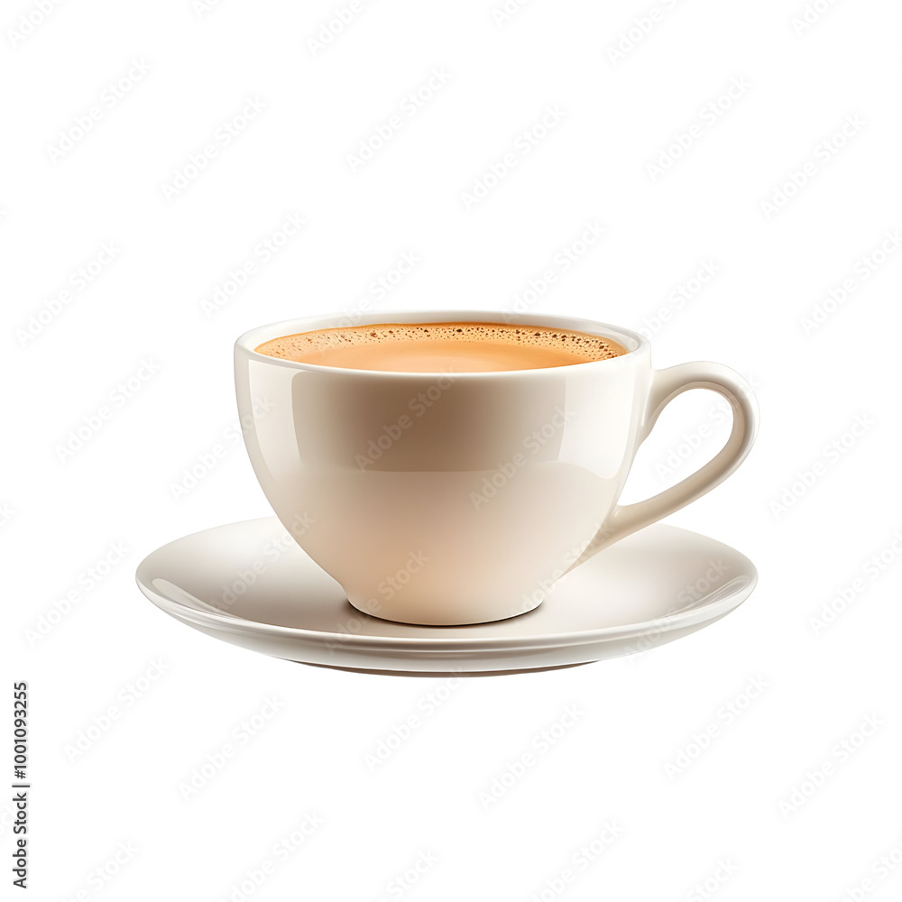 Classic coffee cup with saucer isolated on white background, perfect for showcasing beverages. Classic coffee cup with saucer isolated on white background, perfect for showcasing beverages.