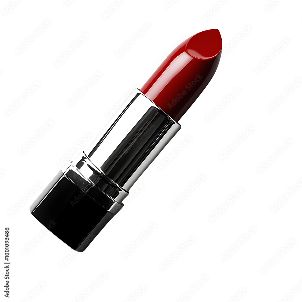 Bright red lipstick in a sleek tube with a modern design, perfect for makeup lovers. Bright red lipstick in a sleek tube with a modern design, perfect for makeup lovers.