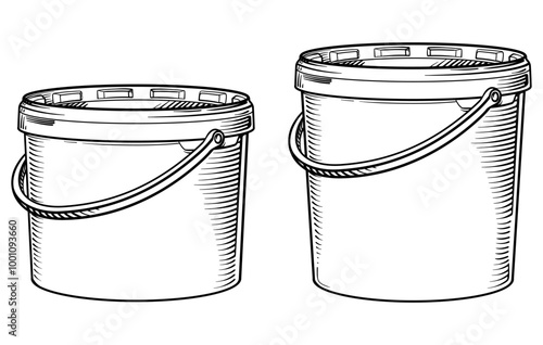 Plastic bucket with lid. Vector illustration.