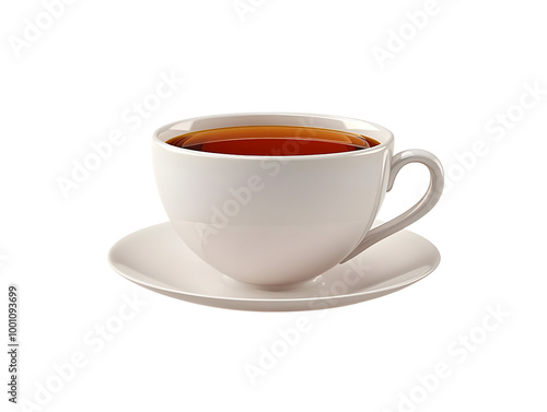 Wallpaper Mural A classic white cup filled with steaming hot tea on a matching saucer, isolated on a clean background. Torontodigital.ca